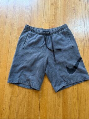 Nike Grey Athletic Fleece Shorts with Black Swoosh